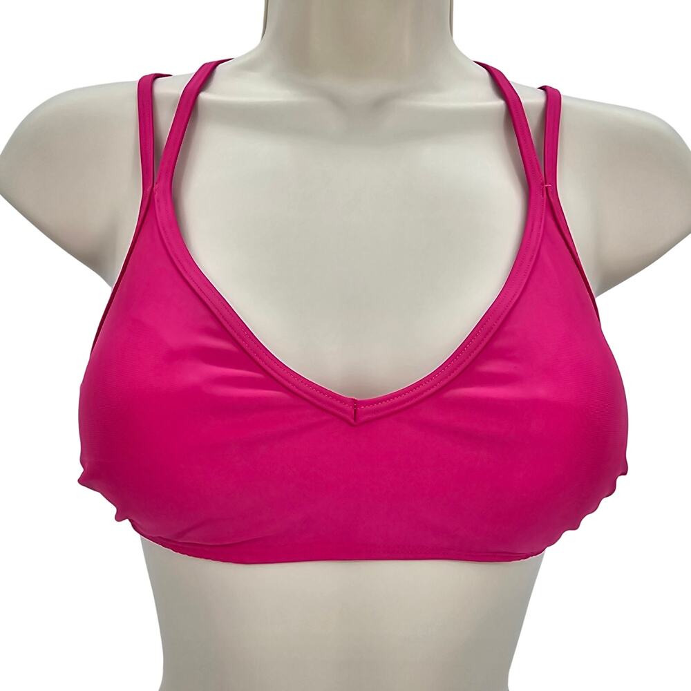 Cupshe Womans size S Pink Double Strap Criss Cross Strappy Back Bikini Top NEW